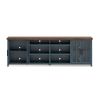 Bridgevine Home Nantucket 96 inch TV Stand Console for TVs up to 100 inches, No Assembly Requried, Blue Denim and Whiskey Finish