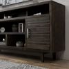 Bridgevine Home Avondale 76 Inch TV Stand Console for TVs up to 90 inches, No Assembly Required, Charcoal-Brown Finish