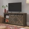Bridgevine Home Farmhouse 66 inch TV Stand Console for TVs up to 80 inches, No Assembly Required, Barnwood Finish