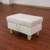 White Flannel Living Room Sofa Set Ottoman