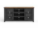 Bridgevine Home Essex 67 inch TV Stand Console for TVs up to 80 inches, No Assembly Required, Black and Whiskey Finish