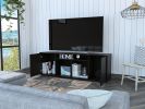 Prana Tv Stand fot TVÂ´s up 60" Four Shelves; Two Cabinets With Single Door -Black