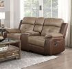 Plush Comfort Sofa Set 2pc Brown Microfiber Upholstered Tufted Details Reclining Sofa Loveseat Plush Arms Modern Living Room Furniture
