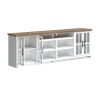 Bridgevine Home Hampton 96 inch TV Stand Console for TVs up to 100 inches, No Assembly Requried, Jasmine Whitewash and Barnwood Finish