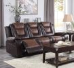 Modern Luxury Living Room Sofa Set 2pc Reclining Sofa Loveseat Formal Furniture Premium Faux Leather Upholstery Comfortable Two-Tone Brown Finish