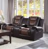Modern Luxury Living Room Sofa Set 2pc Reclining Sofa Loveseat Formal Furniture Premium Faux Leather Upholstery Comfortable Two-Tone Brown Finish