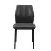 Dark Grey PU Leather Dining Chairs Living Room Chair Modern Kitchen Armless Side Chair with Metal Legs(Set of 4)