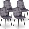 Mid Century Grey Velvet Dining Chairs Set Of 4 for Kitchen Living Room Dining Chair