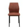 Brown PU Leather Dining Chairs Living Room Chair Modern Kitchen Armless Side Chair with Metal Legs(Set of 4)