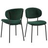 Dark Green Boucle Fabric Dining Chairs Set of 2,Dining Chairs with Metal Legs for Dining Room, Kitchen, Living Room