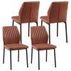 Brown PU Leather Dining Chairs Living Room Chair Modern Kitchen Armless Side Chair with Metal Legs(Set of 4)