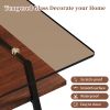 Coffee Table and End tables Set of 3, Tempered Glass Table with MDF layer, Modern Tables for Living Room , Brown Glass