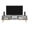 Huna TV Stand, Dual-Tone with Hinged Drawers and Open Shelves
