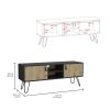 Huna Hairpin Legs TV Stand, Dual-Tone with 2 Doors and Open Shelves