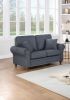 Elegant Luxury Blue Gray Tweed Like Fabric 2pc Sofa Set Sofa Loveseat Pillows Living Room Furniture
