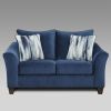 Camero Fabric Pillowback 2-Piece Living Room Set, Sofa and Loveseat, Navy Blue