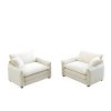 Beige Corduroy,Luxurious and Sophisticated Deep Seated Sofa Set with Two Single Deep Seat Sofa Suitable for Living Room and Office
