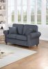 Elegant Luxury Blue Gray Tweed Like Fabric 2pc Sofa Set Sofa Loveseat Pillows Living Room Furniture