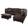 Brown Lint And PVC 3-Piece Couch Living Room Sofa Set B