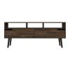 Tv Stand for TVÂ´s up 52", Three Open Shelves, Two Flexible Drawers, Dark Walnut