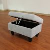 Grey Flannel Living Room Sofa Set Ottoman