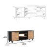 Tv Stand for TVÂ´s up 60", Two Cabinets, Three Shelves, Five Legs, Espresso / Pine