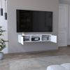 Adel Floating TV Stand, Sleek Wall-Mounted Console with 2-Doors, White