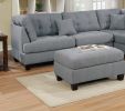 Modern 3pc Sectional Sofa Set Reversible Chaise Sofa Ottoman Gray Linen Like Fabric Living Room Furniture Couch