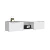 Adel Floating TV Stand, Sleek Wall-Mounted Console with 2-Doors, White