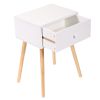 Set of 2 Wood Nightstand with Storage Drawer and Solid Wood Leg, Modern End Table for Living Room Bedroom Home Furniture, White + Brown