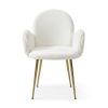 Modern Living Dining Room Accent Arm Chairs Set of 2, Velvet Mid-Century Upholstered Seat Club Guest with Golden Legs, White