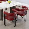 COOLMORE Contemporary Designed PU Fabric Upholstered Accent/Dining Chair/Barrel Side Chairs Kitchen Armchair for Living Room set of 2 (Wine red PU)