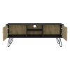 Toka Hairpin Legs TV Rack with Media Center and 2-Door, Black/Macadamia