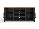 Bridgevine Home Essex 67 inch TV Stand Console for TVs up to 80 inches, No Assembly Required, Black and Whiskey Finish
