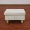 White Flannel Living Room Sofa Set Ottoman
