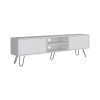Waco TV Rack, Hairpin Stand with Spacious Storage and Cable Management Holes, White