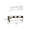 Tv Stand for TVÂ´s up 52", Three Open Shelves, Two Flexible Drawers, Dark Walnut / White