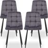 Mid Century Grey Velvet Dining Chairs Set Of 4 for Kitchen Living Room Dining Chair