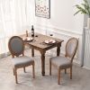 French Country Dining Chairs with Round Back Set of 2, Upholstered, Solid Wood Legs, Accent Side Chairs for Living Room, Wedding Event- Grey