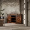 Bridgevine Home Farmhouse 56 inch Corner TV Stand for TVs up to 60 inches, No Assembly Required, Aged Whiskey Finish