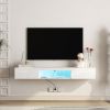 Floating TV Stand Wall Mounted with 16 Color LEDs,63" Modern TV Stand,Floating TV Cabinet Entertainment Center for 55 60 65 Inch TV,White