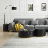 Set of 3 Black Marble Pattern Round Coffee Table side Table End Table Set for Living Room Fully Assembled