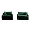 Green Corduroy,Luxurious and Sophisticated Deep Seated Sofa Set with Two Single Deep Seat Sofa Suitable for Living Room and Office