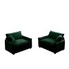 Green Corduroy,Luxurious and Sophisticated Deep Seated Sofa Set with Two Single Deep Seat Sofa Suitable for Living Room and Office