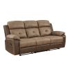 Plush Comfort Sofa Set 3pc Brown Microfiber Upholstered Tufted Details Reclining Sofa Loveseat Reclining Chair Plush Arms Modern Living Room Furniture