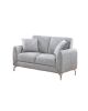 Elegant 2pc Sofa Set Light Gray Burlap Like Fabric Sofa Loveseat w Pillows Cozy Design Plush Couch Living Room