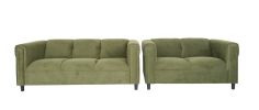 Green Suede Loveseat and Sofa Set for Living Room, Modern DÃ©cor Couch Sets for Living Room, Bedrooms with Solid Wood Frame
