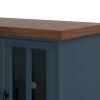 Bridgevine Home Nantucket 96 inch TV Stand Console for TVs up to 100 inches, No Assembly Requried, Blue Denim and Whiskey Finish