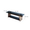 62 Inch Modern Tempered Glass Rectangular Top TV Console Stand, Wood Frame, Glass Bottom Shelf, Black, Brown