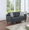 Modern Cozy Sofa Loveseat w Pillows 2pc Sofa Set Black Polyfiber Couch Tufted Cushions Living Room